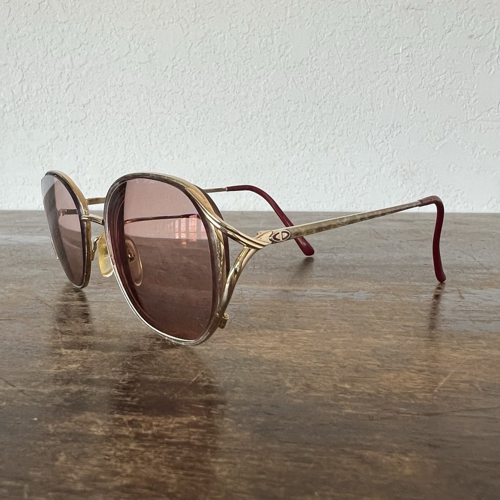 VTG CHRISTIAN DIOR 2942 OVERSIZED GOLDTONE & RED‎ FRAME PRESCRIPTION SUNGLASSES